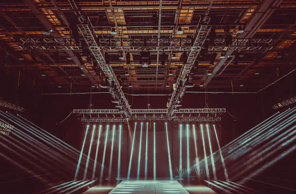 Stadium lights and stage